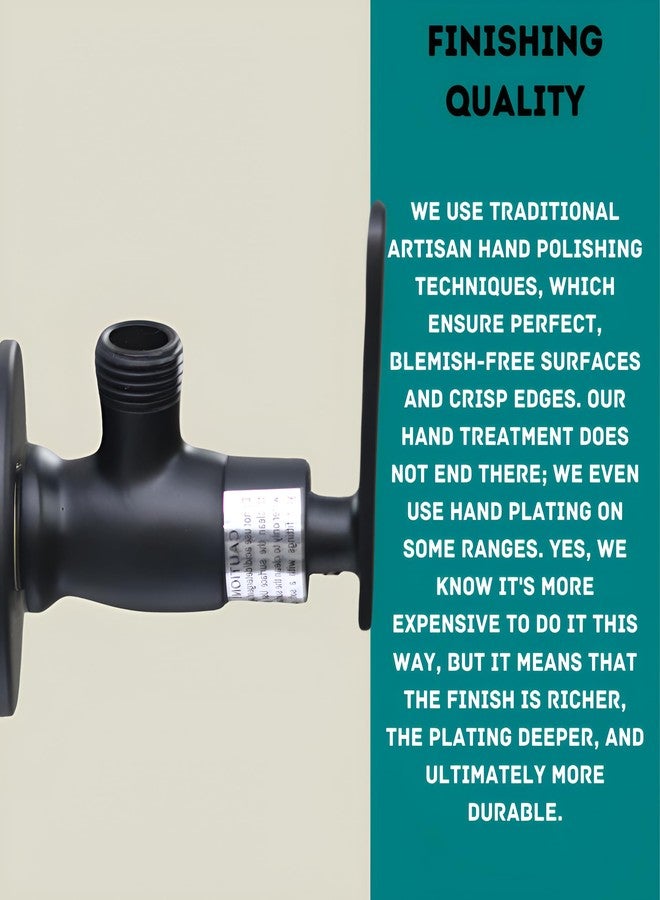 New Ware Brass Angle Valve for Bathroom Angle Valve with Wall Flange Angular Stop Cock for wash Basin and Kitchen (Matt Black Chrome) - Image 3